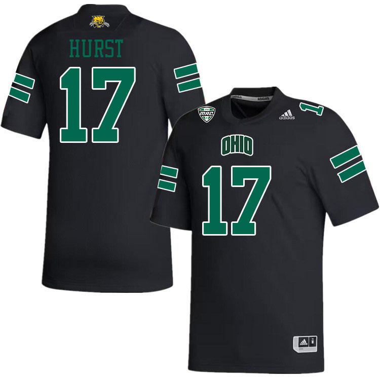 Ohio Bobcats #17 Kaden Hurst College Football Jerseys Stitched-Black